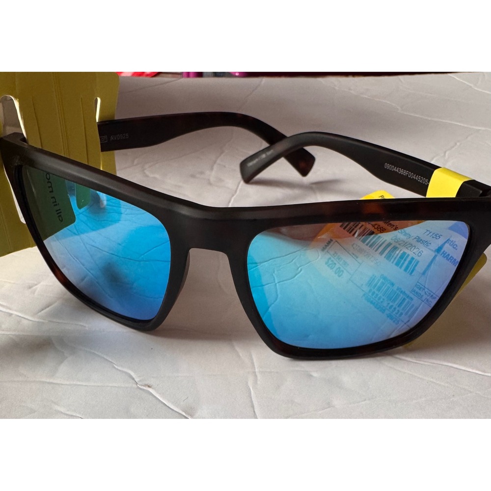 All in Motion Mens Sunglasses Tortoise Square Frame Blue Mirrored Lens T1155